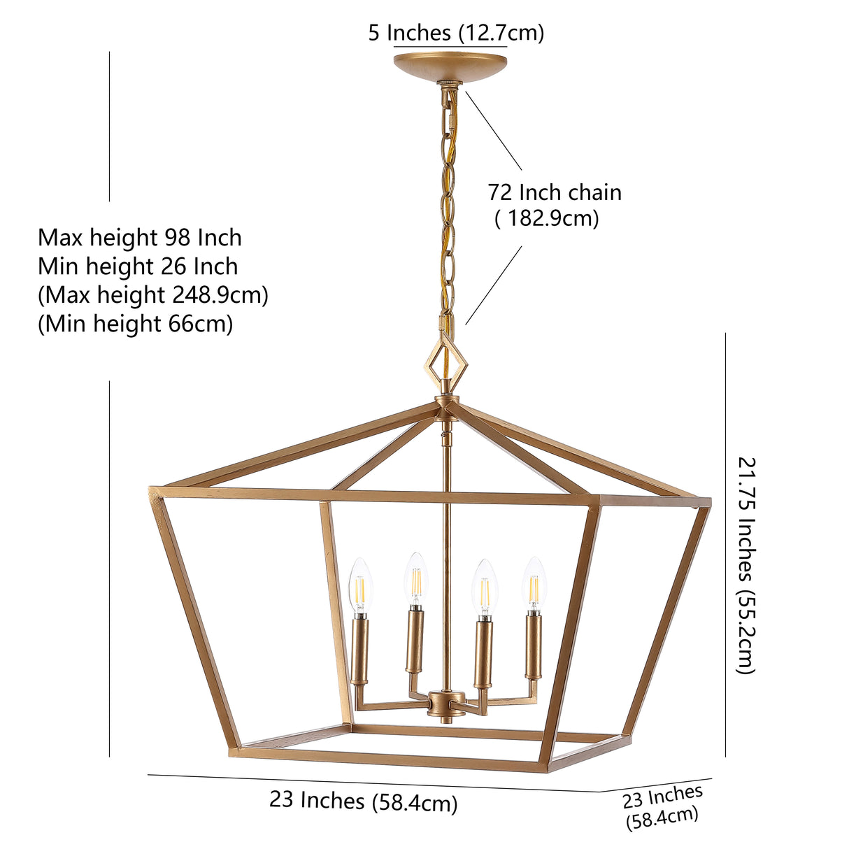 Gatsby 4-Light Adjustable Iron Rustic Glam LED Pendant