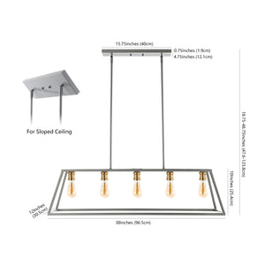 Floyd 5-Light Bohemian Farmhouse Iron Adjustable LED Pendant