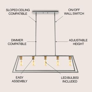 Floyd 5-Light Bohemian Farmhouse Iron Adjustable LED Pendant