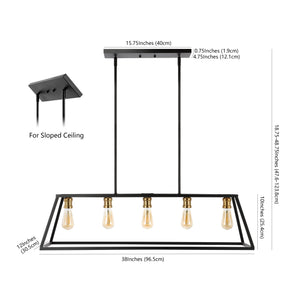 Floyd 5-Light Bohemian Farmhouse Iron Adjustable LED Pendant