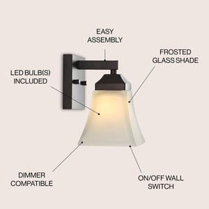 Staunton 1-Light Iron/Glass Modern Cottage LED Vanity Light