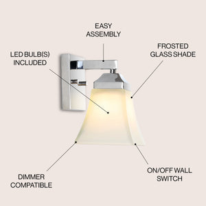 Staunton 1-Light Iron/Glass Modern Cottage LED Vanity Light