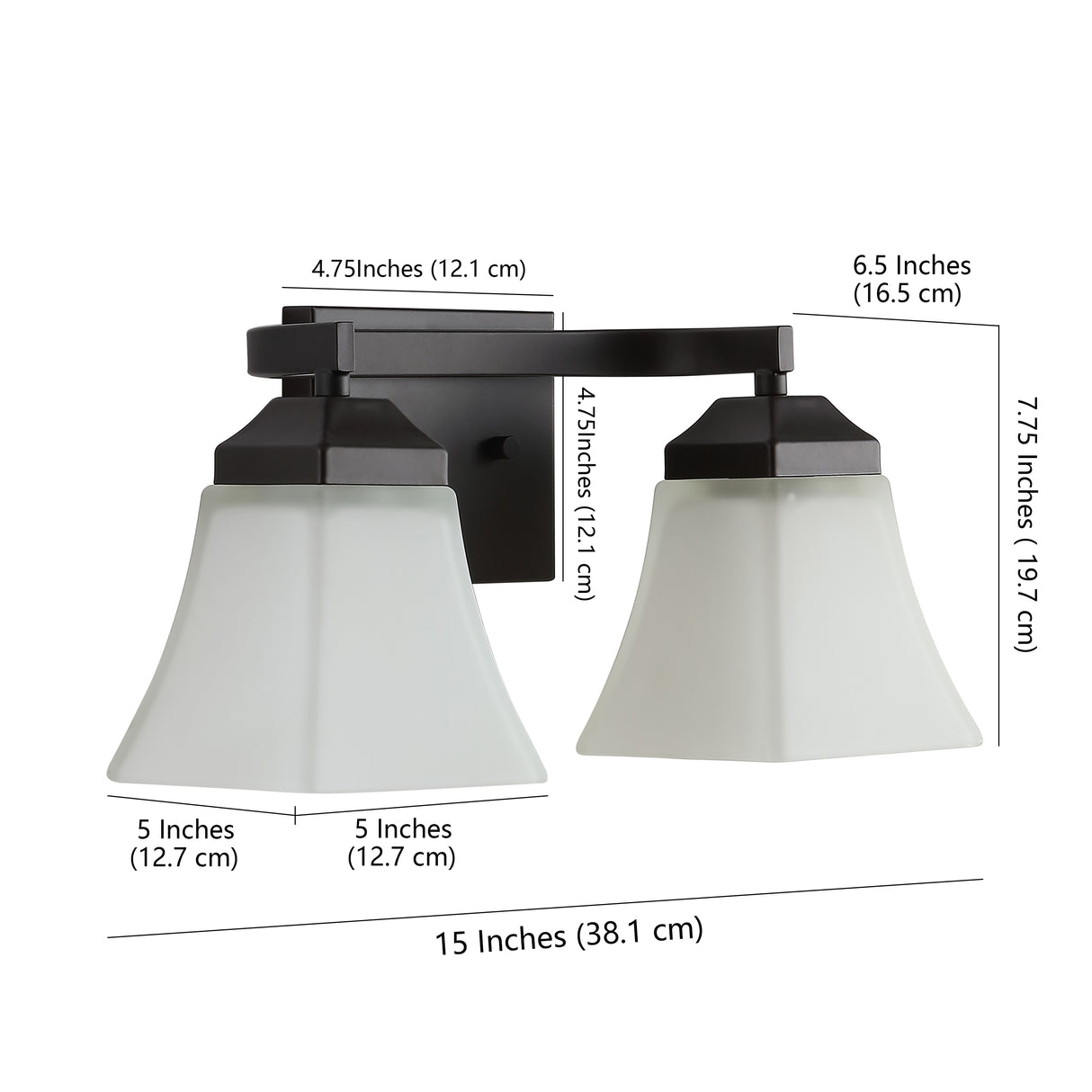 Staunton 2-Light Iron/Glass Modern Cottage LED Vanity Light