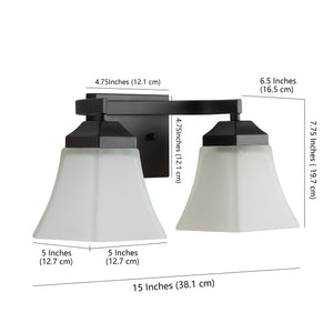 Staunton 2-Light Iron/Glass Modern Cottage LED Vanity Light
