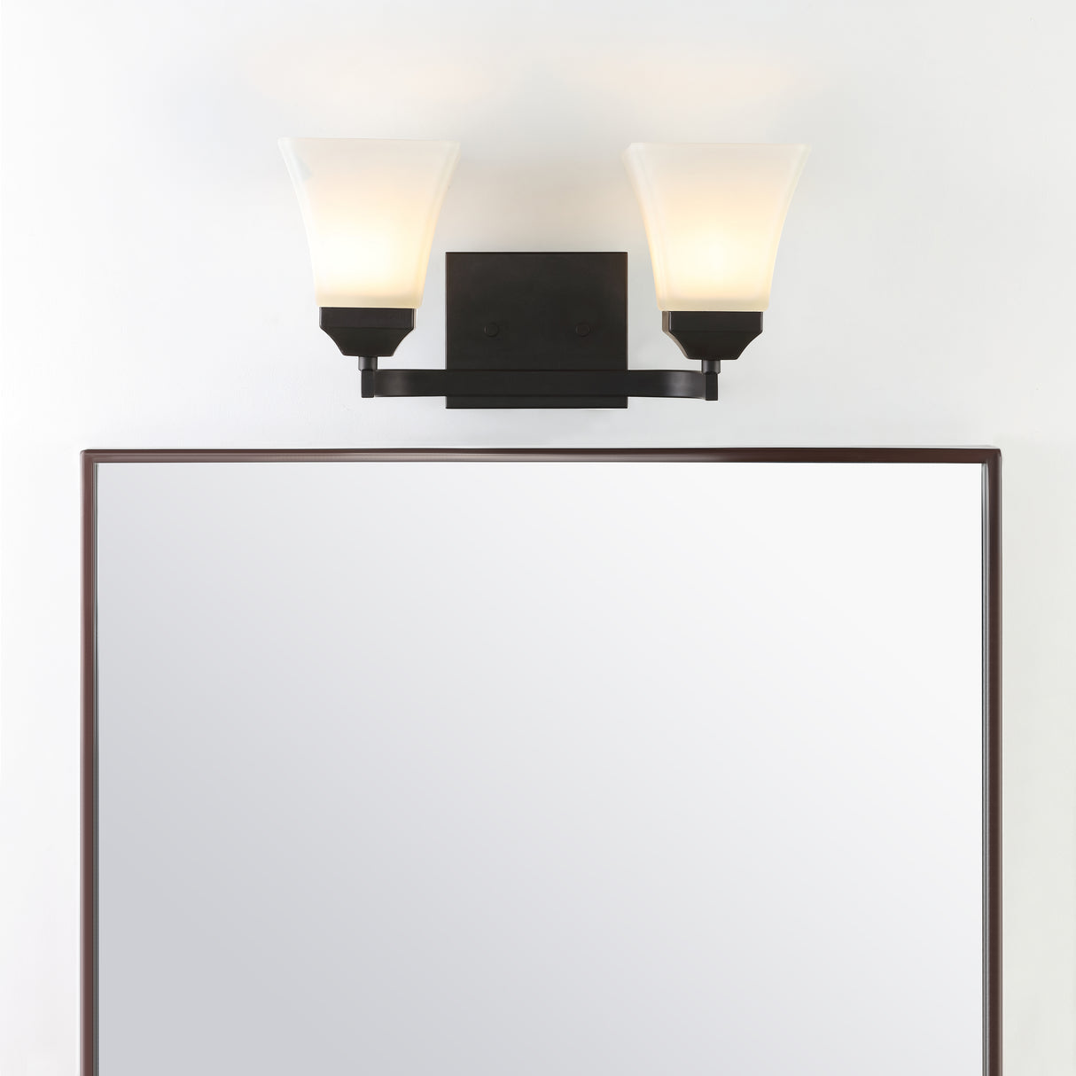 Staunton 2-Light Iron/Glass Modern Cottage LED Vanity Light