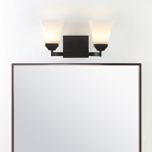 Staunton 2-Light Iron/Glass Modern Cottage LED Vanity Light