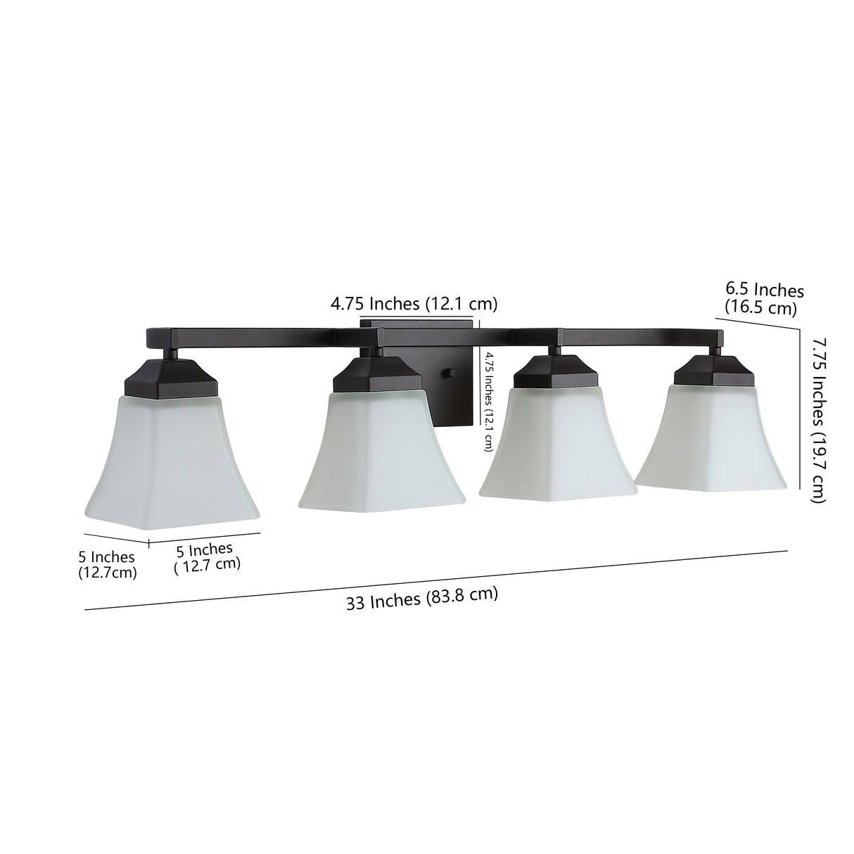 Staunton 4-Light Iron/Glass Modern Cottage LED Vanity Light