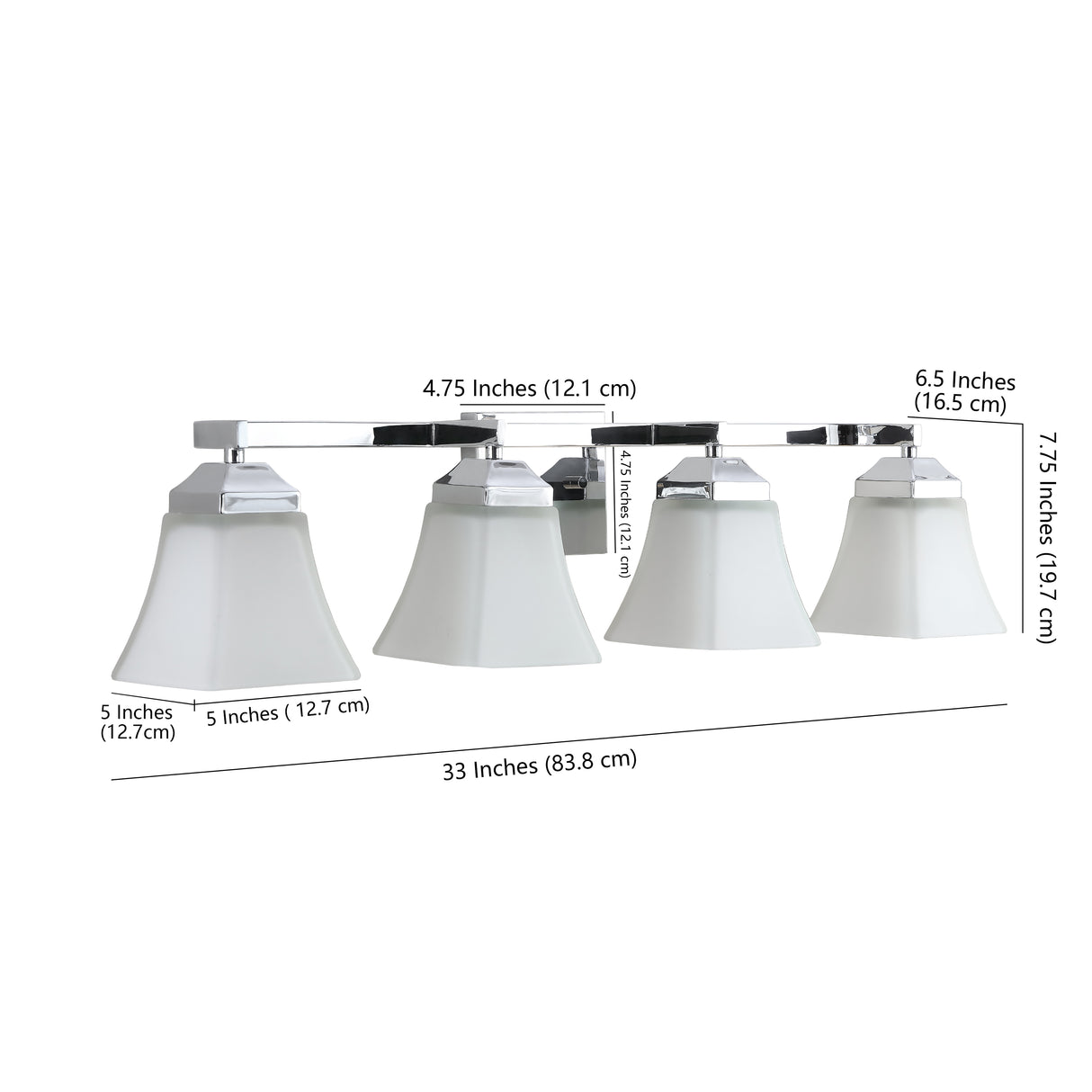 Staunton 4-Light Iron/Glass Modern Cottage LED Vanity Light