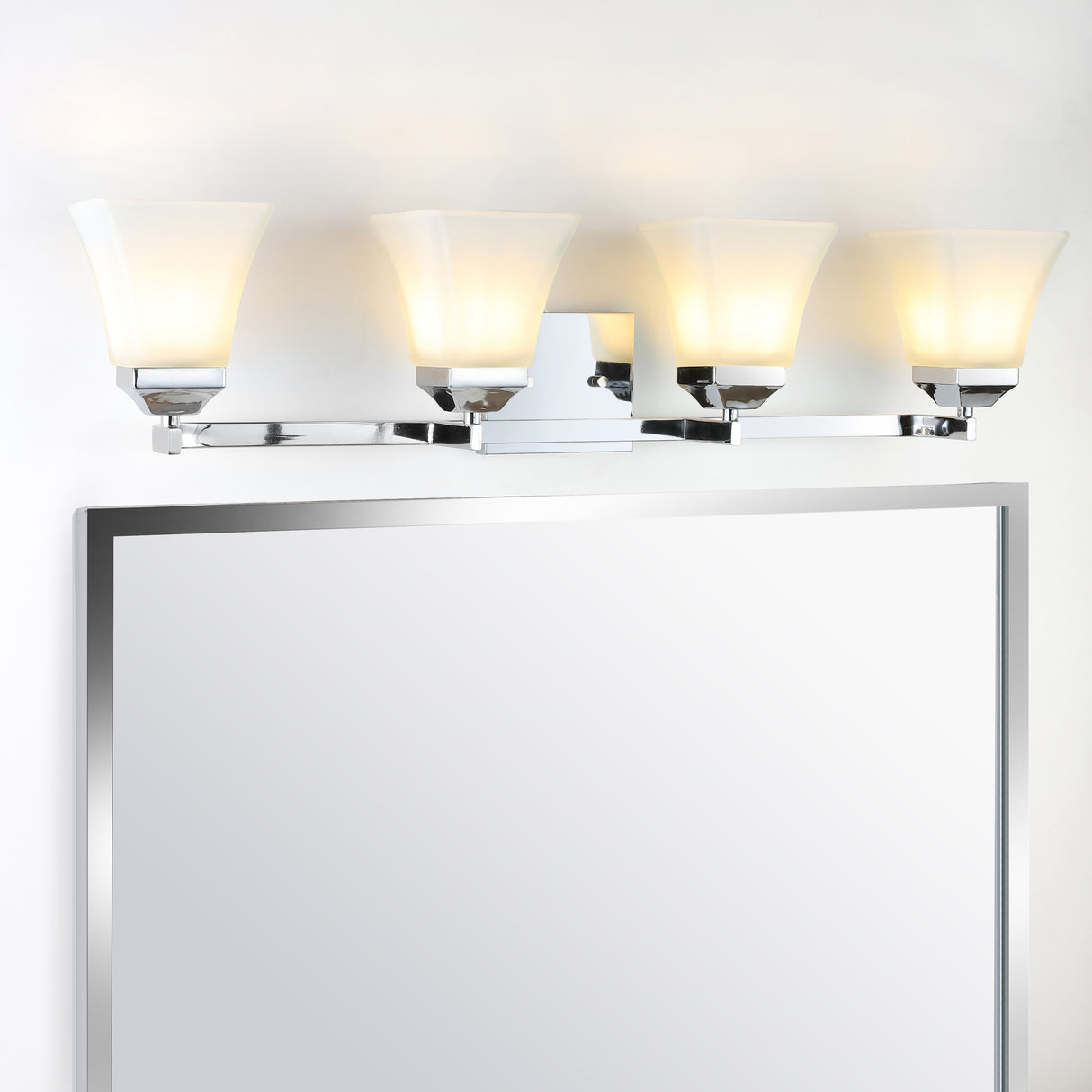 Staunton 4-Light Iron/Glass Modern Cottage LED Vanity Light