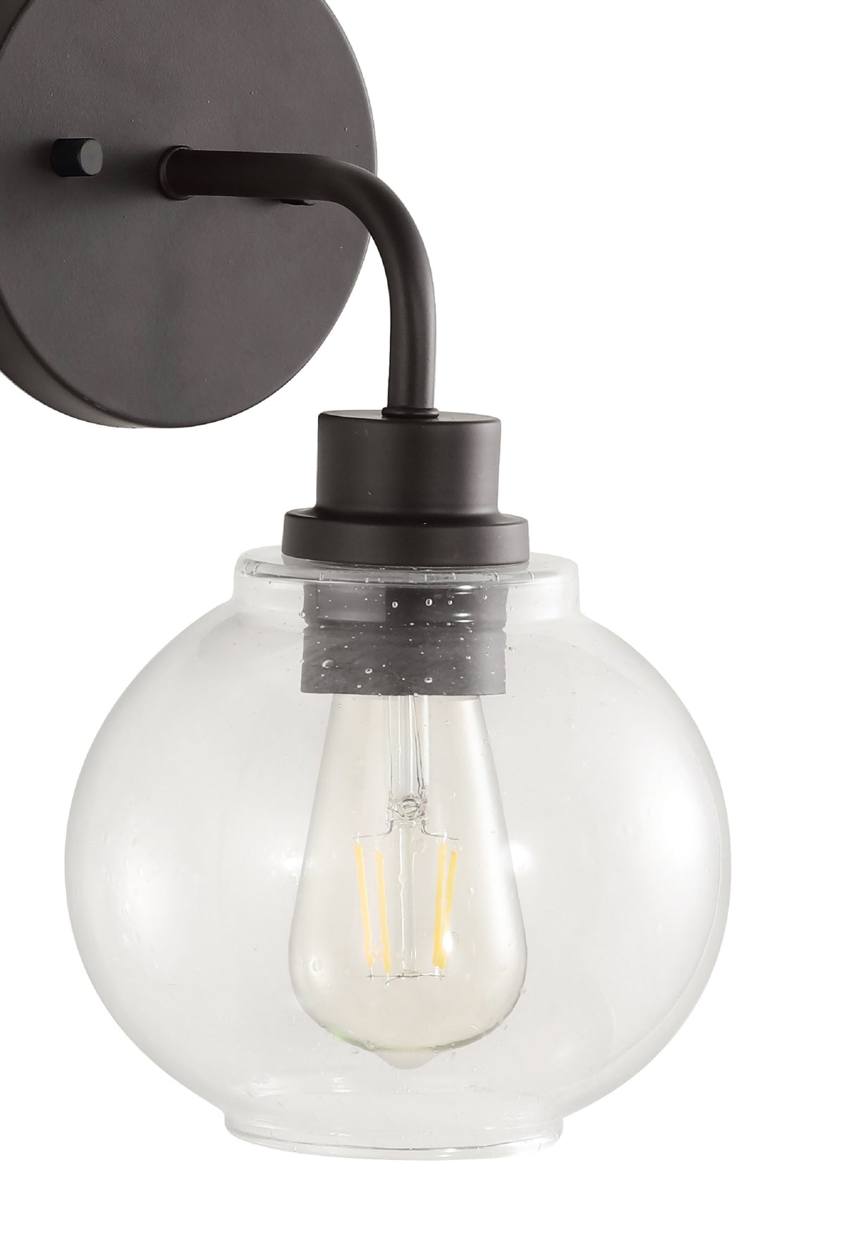 Sandrine 1-Light Iron/Seeded Glass Cottage Rustic LED Vanity Light