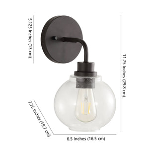 Sandrine 1-Light Iron/Seeded Glass Cottage Rustic LED Vanity Light