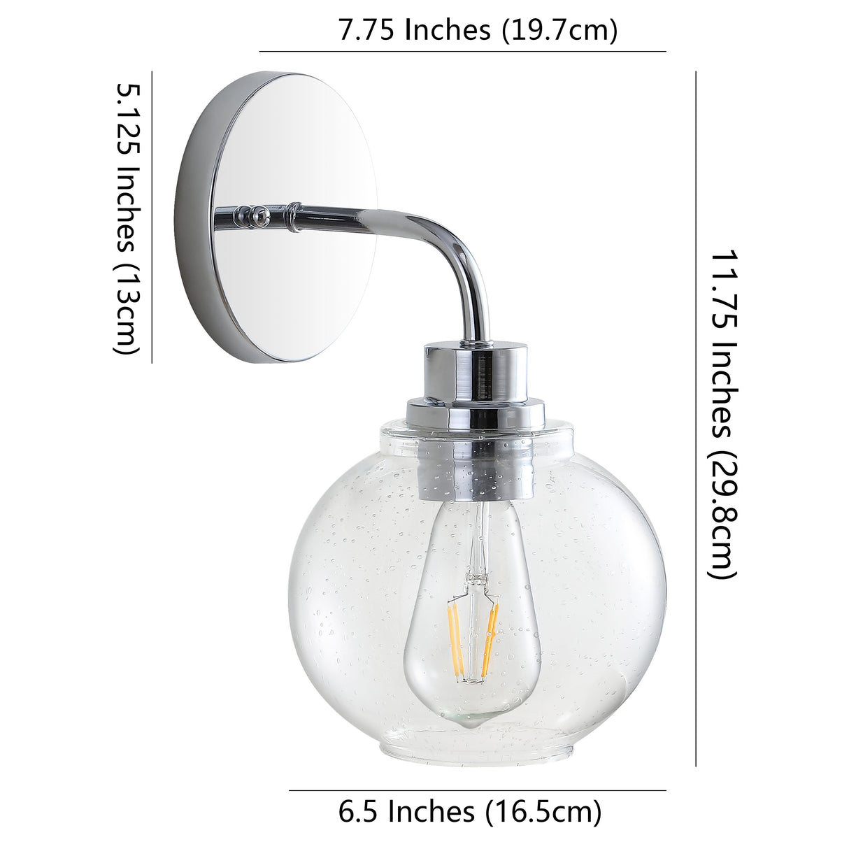 Sandrine 1-Light Iron/Seeded Glass Cottage Rustic LED Vanity Light