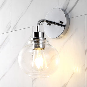 Sandrine 1-Light Iron/Seeded Glass Cottage Rustic LED Vanity Light