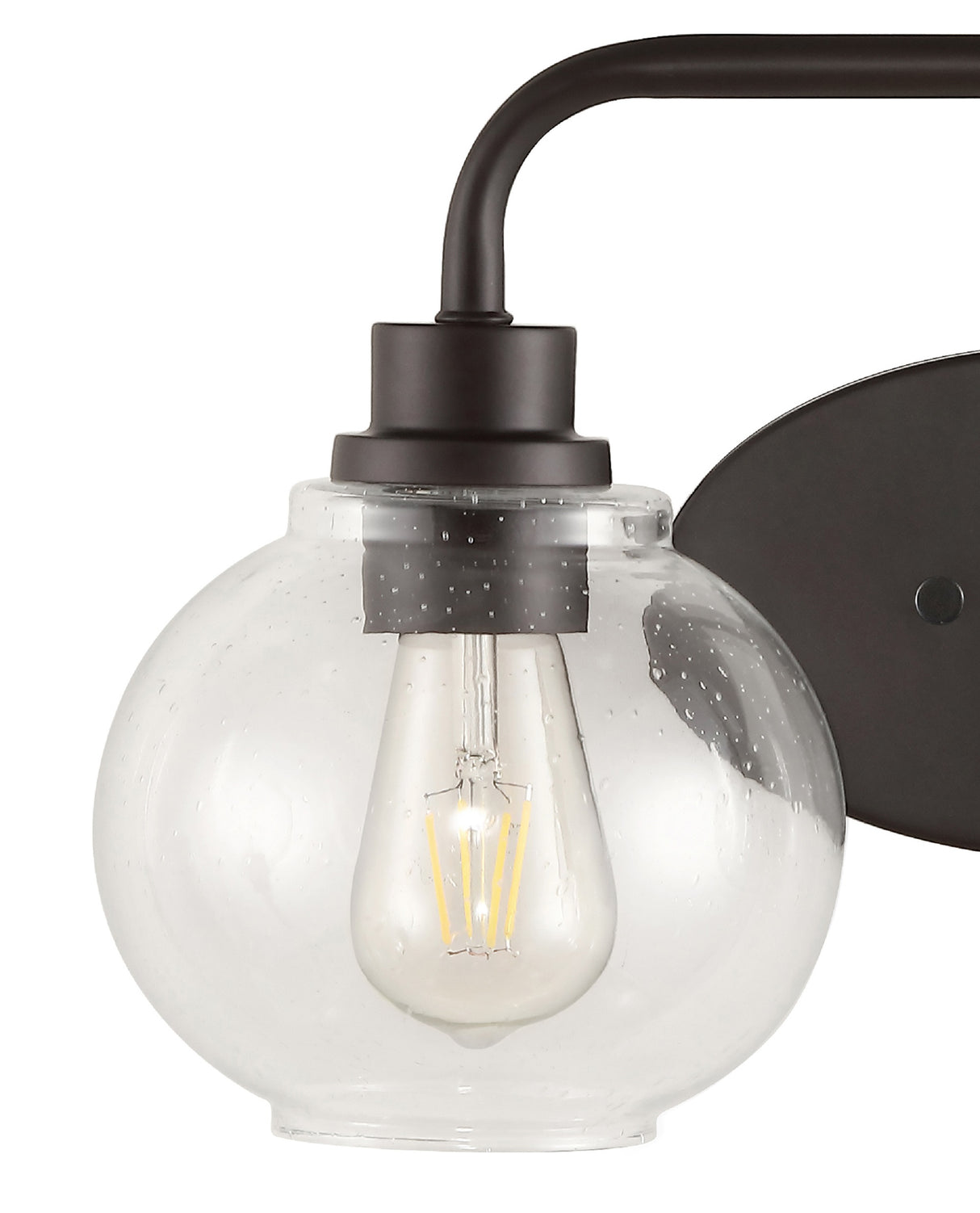 Sandrine 2-Light Iron/Seeded Glass Cottage Rustic LED Vanity Light