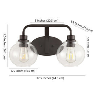 Sandrine 2-Light Iron/Seeded Glass Cottage Rustic LED Vanity Light
