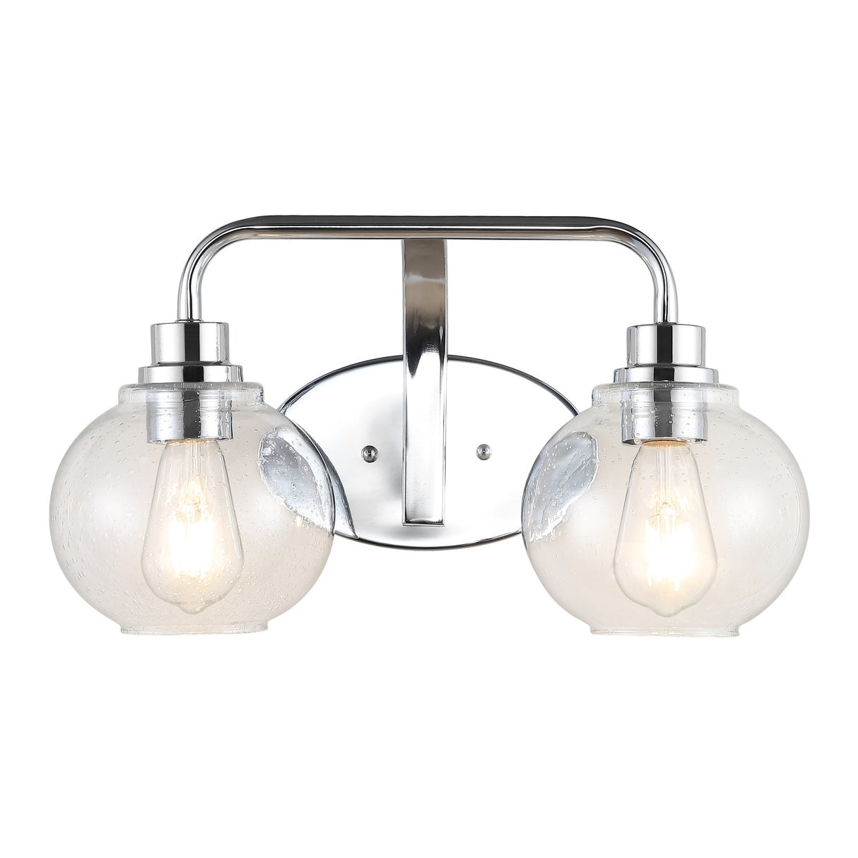 Sandrine 2-Light Iron/Seeded Glass Cottage Rustic LED Vanity Light