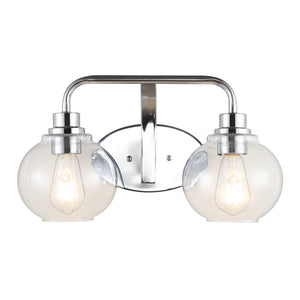 Sandrine 2-Light Iron/Seeded Glass Cottage Rustic LED Vanity Light