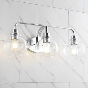 Sandrine 3-Light Iron/Seeded Glass Cottage Rustic LED Vanity Light