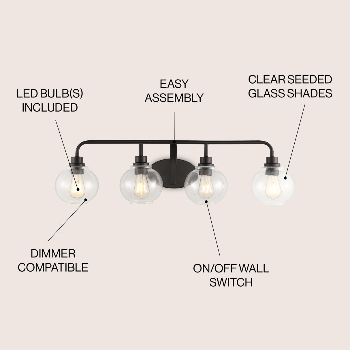 Sandrine-4-Light-Iron/Seeded-Glass-Cottage-Rustic-LED-Vanity-Light-Vanity-Lights