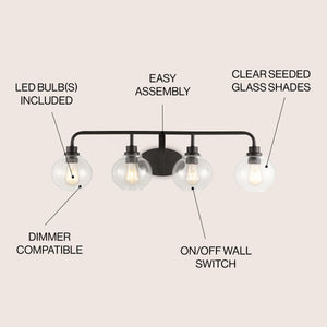 Sandrine-4-Light-Iron/Seeded-Glass-Cottage-Rustic-LED-Vanity-Light-Vanity-Lights