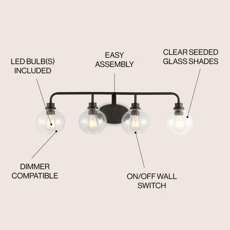 Sandrine-4-Light-Iron/Seeded-Glass-Cottage-Rustic-LED-Vanity-Light-Vanity-Lights