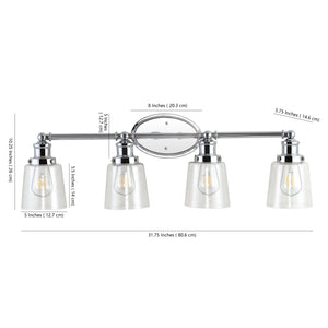 Beverly 4-Light Iron/Seeded Glass Classic Cottage LED Vanity Light