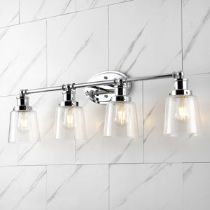 Beverly 4-Light Iron/Seeded Glass Classic Cottage LED Vanity Light