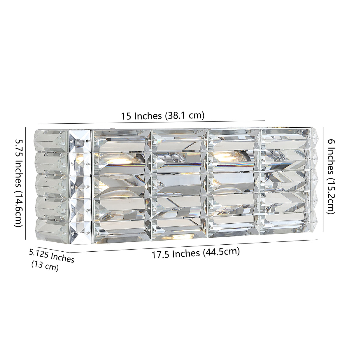 Evelyn 2-Light Iron/Crystal Glam Modern LED Vanity Light