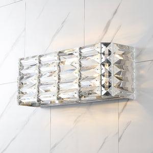 Evelyn 2-Light Iron/Crystal Glam Modern LED Vanity Light