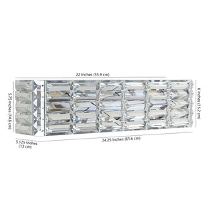Evelyn 3-Light Iron/Crystal Glam Modern LED Vanity Light
