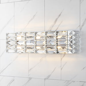 Evelyn 3-Light Iron/Crystal Glam Modern LED Vanity Light