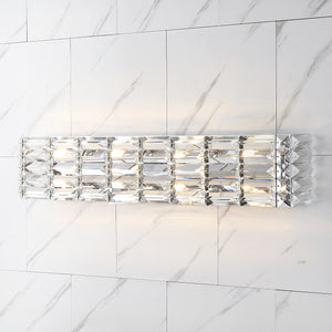 Evelyn 4-Light Iron/Crystal Glam Modern LED Vanity Light