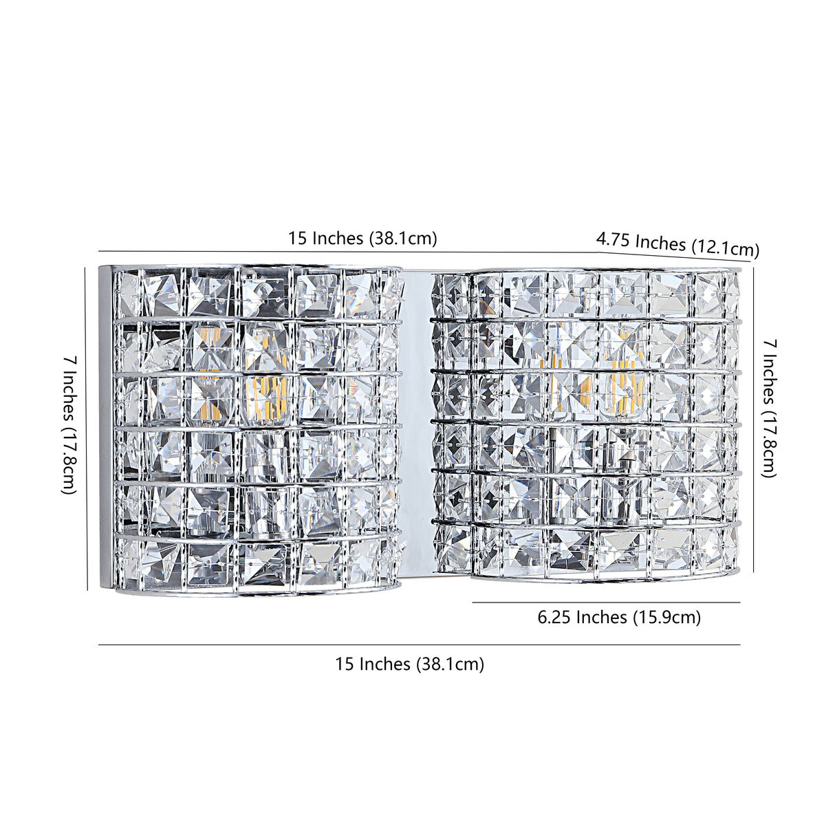 Clara 2-Light Metal/Crystal Classic Glam LED Vanity Light