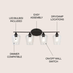 Jayne-4-Light-Iron/Seeded-Glass-Cottage-Rustic-LED-Vanity-Light-Bathroom-Vanity-Lights