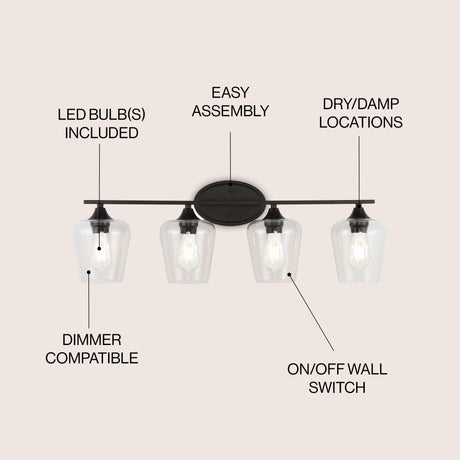 Jayne-4-Light-Iron/Seeded-Glass-Cottage-Rustic-LED-Vanity-Light-Bathroom-Vanity-Lights