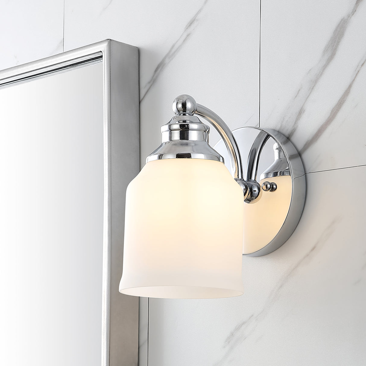Lydia 1-Light Iron/Frosted Glass Farmhouse Cottage LED Vanity Light