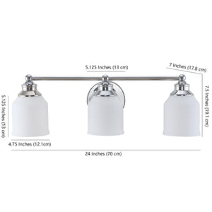 Lydia 3-Light Iron/Frosted Glass Farmhouse Cottage LED Vanity Light