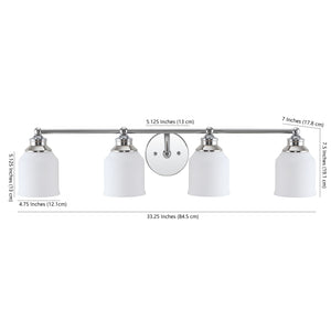 Lydia 4-Light Iron/Frosted Glass Farmhouse Cottage LED Vanity Light