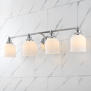 Lydia 4-Light Iron/Frosted Glass Farmhouse Cottage LED Vanity Light
