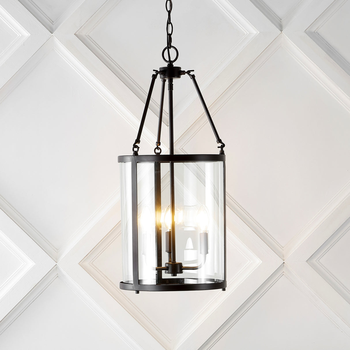 Kinsley-3-Light-Industrial-Farmhouse-Iron/Glass-LED-Pendant-Pendants