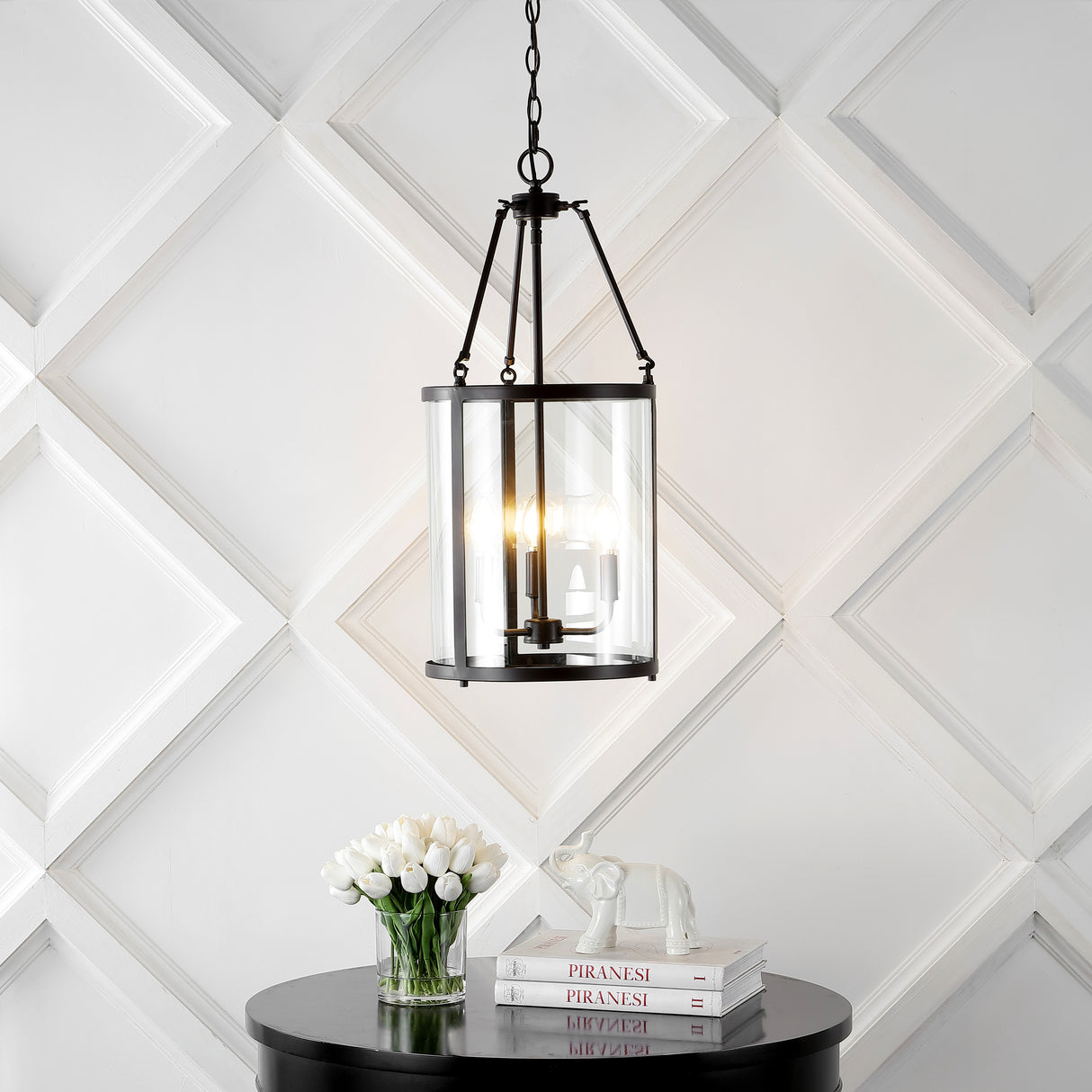 Kinsley 3-Light Industrial Farmhouse Iron/Glass LED Pendant