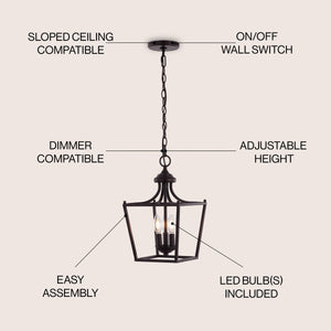 Camden 3-Light Iron Classic Midcentury Pendant Lantern