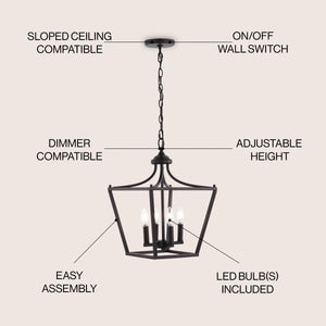 Camden 4-Light Iron Classic Midcentury Pendant Lantern
