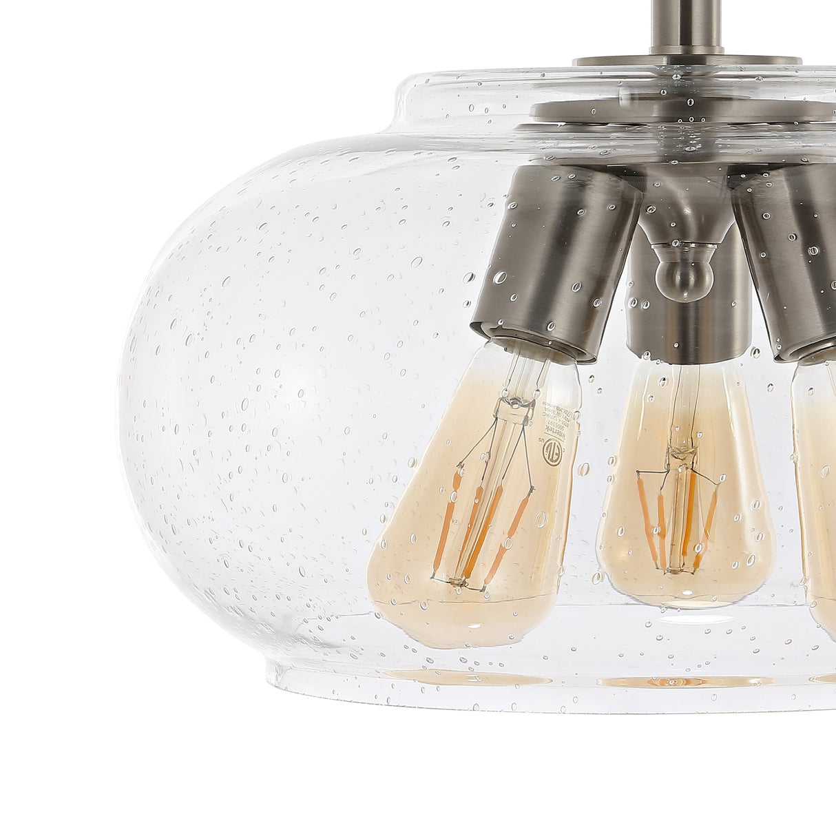 Lina 3-Light Modern Industrial Iron/Seeded Glass LED Semi Flush Mount