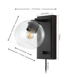 Hugo 1-Light Minimalist Modern Plug-In or Hardwired Adjustable Iron LED Wall Sconce with Rotary Dimmer