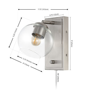Hugo 1-Light Minimalist Modern Plug-In or Hardwired Adjustable Iron LED Wall Sconce with Rotary Dimmer