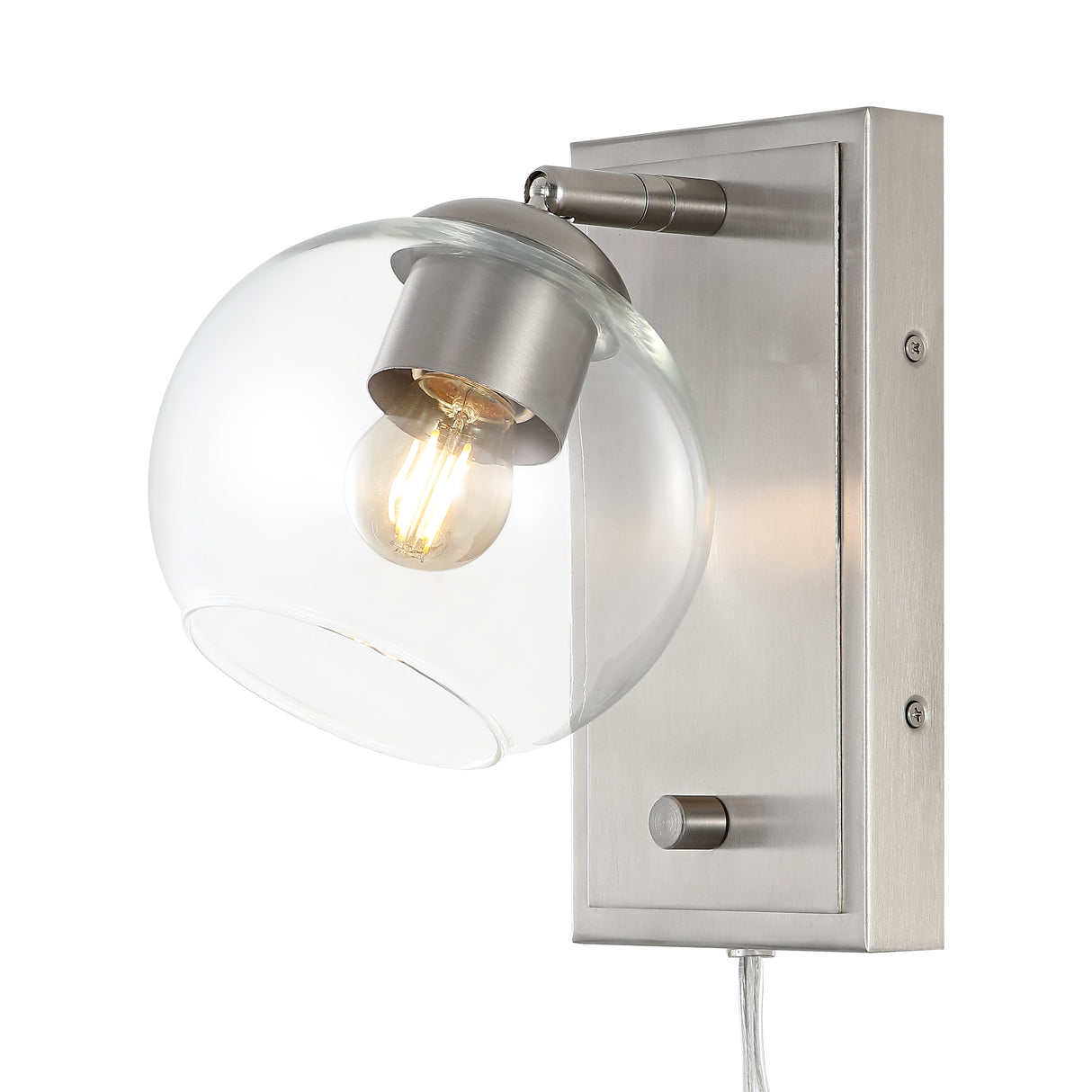 Hugo 1-Light Minimalist Modern Plug-In or Hardwired Adjustable Iron LED Wall Sconce with Rotary Dimmer