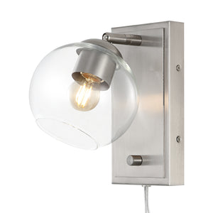 Hugo 1-Light Minimalist Modern Plug-In or Hardwired Adjustable Iron LED Wall Sconce with Rotary Dimmer