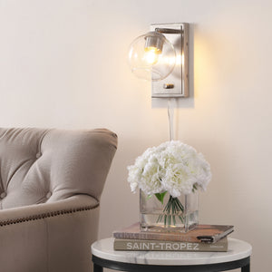 Hugo 1-Light Minimalist Modern Plug-In or Hardwired Adjustable Iron LED Wall Sconce with Rotary Dimmer