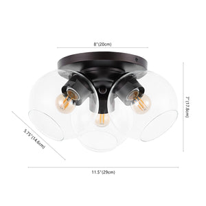Iris 3-Light Farmhouse Rustic Iron/Glass LED Semi Flush Mount